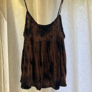 Blue and copper tie dye crop top